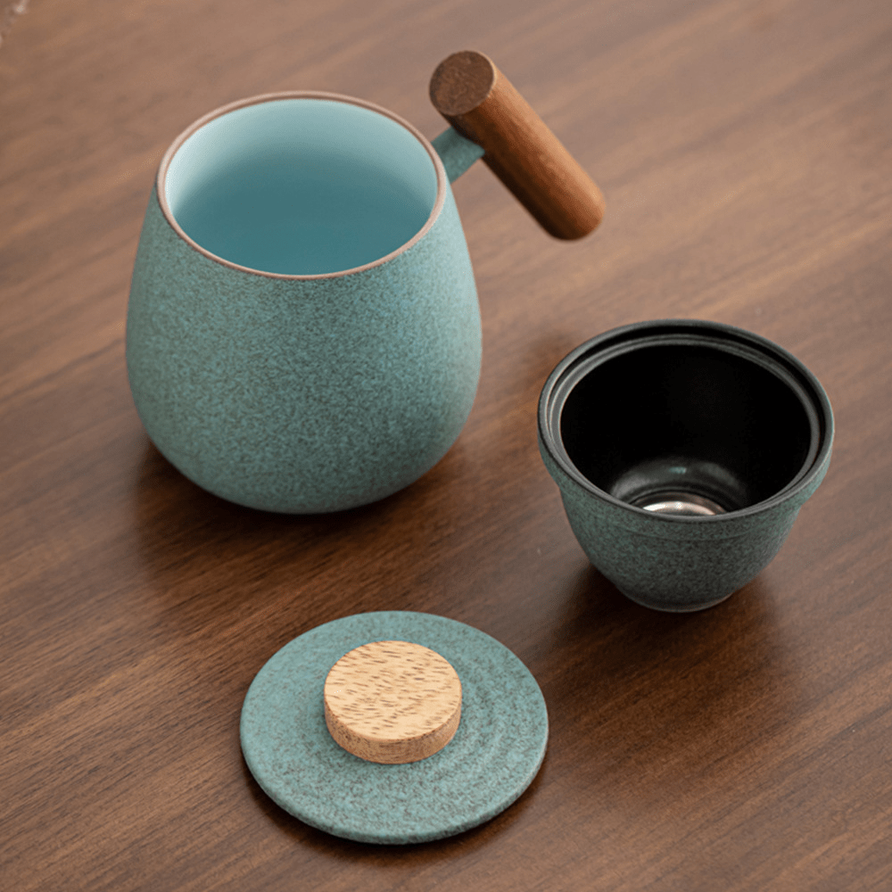 "Jar" Bluestone Tea Mug With Infuser & Lid