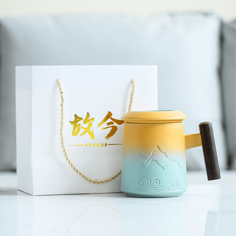 "The Great Wave" Gradient Ceramic Tea Mug - 350ml