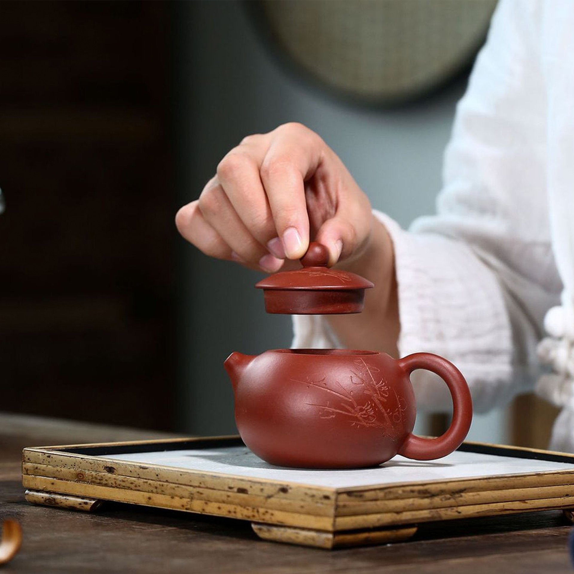 Handmade Purple Sand Teapot - Ushirode no Kyusu - 180ml