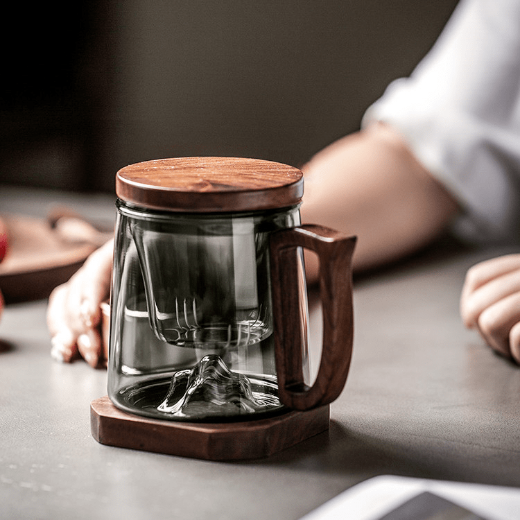 "Fuji" Heat Resistant Glass Tea Infuser Mug